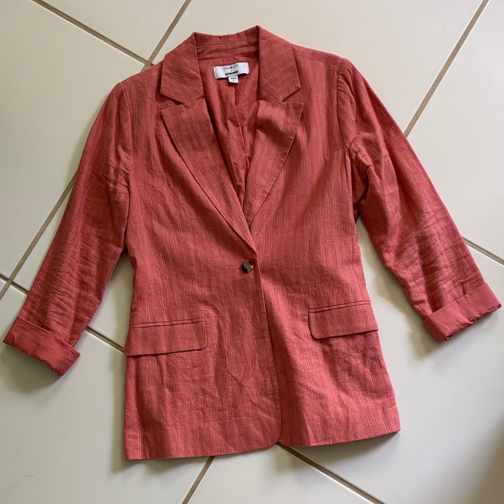 Sonoma Women's Earthy Pink Pinstripe Blazer Size Small